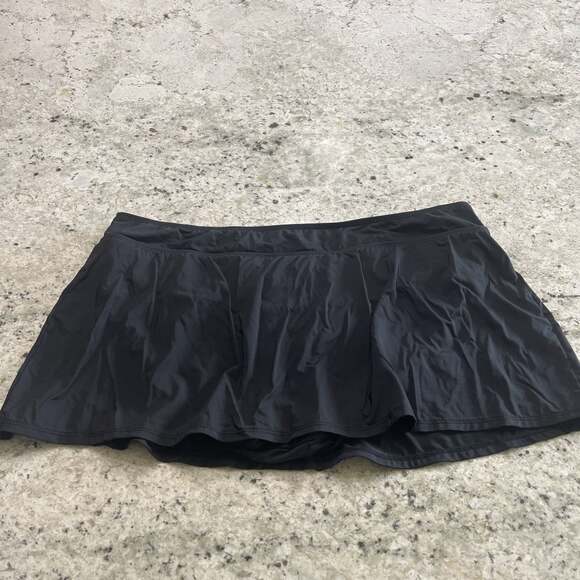 Women's Black Soft Band Skirted Swim Bottom - Picture 1 of 4